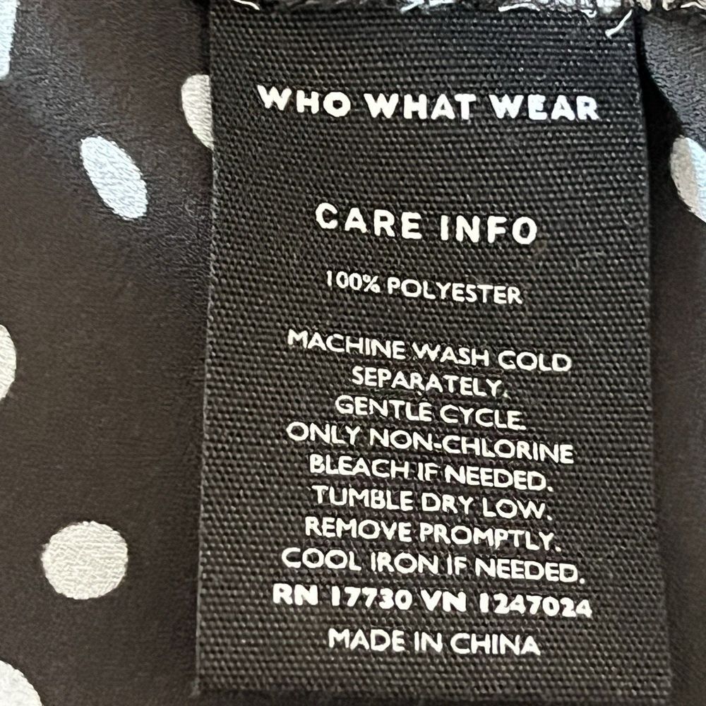 Who What Wear Shirt Blouse Long Sleeve Ruffle Black Gray Polka Dot Sheer Balloon - Picture 16 of 16